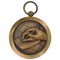 مدال برنز سواد آموزی (ضخیم) - AU58 - محمد رضا شاه