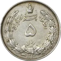 سکه 5 ریال 1310 - مکرر پشت سکه - EF40 - رضا شاه