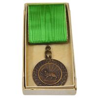مدال برنز بپاداش خدمت (با روبان و جعبه فابریک) - UNC - رضا شاه