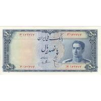اسکناس 500 ریال مینیاتور - تک - AU58 - محمد رضا شاه