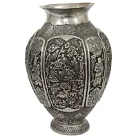 گلدان مسی قلمزنی طرح گل و مرغ