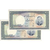 اسکناس 200 ریال 1337 - جفت - AU50 - محمد رضا شاه