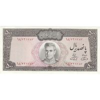 اسکناس 500 ریال (آموزگار - فرمان فرماییان) نوشته سیاه - تک - AU58 - محمد رضا شاه