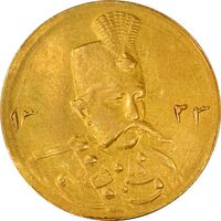 سکه طلا 5000 دینار 1323 تصویری - AU58 - مظفرالدین شاه
