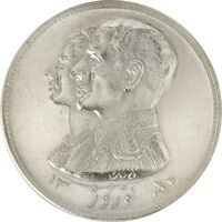 مدال نقره نوروز 1350 چوگان - MS62 - محمد رضا شاه