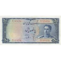 اسکناس 500 ریال مینیاتور - تک - AU50 - محمد رضا شاه
