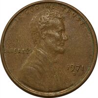 سکه 1 سنت 1971D لینکلن - EF40 - آمریکا