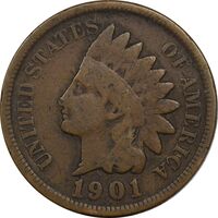سکه 1 سنت 1901 سرخپوستی - VF30 - آمریکا