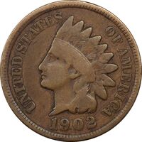 سکه 1 سنت 1902 سرخپوستی - VF30 - آمریکا