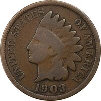 سکه 1 سنت 1903 سرخپوستی - VF30 - آمریکا