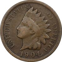 سکه 1 سنت 1904 سرخپوستی - EF45 - آمریکا