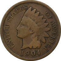 سکه 1 سنت 1904 سرخپوستی - VF30 - آمریکا