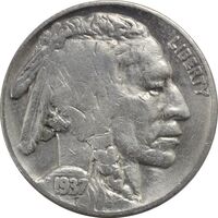 سکه 5 سنت 1937 بوفالو - EF40 - آمریکا