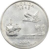 سکه کوارتر دلار 2004P ایالتی (فلوریدا) - MS61 - آمریکا