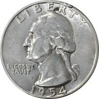 سکه کوارتر دلار 1954 واشنگتن - VF35 - آمریکا