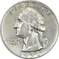 سکه کوارتر دلار 1958D واشنگتن - EF40 - آمریکا