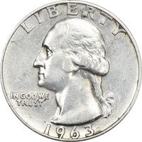 سکه کوارتر دلار 1963D واشنگتن - EF40 - آمریکا