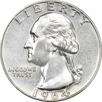 سکه کوارتر دلار 1964 واشنگتن - AU55 - آمریکا