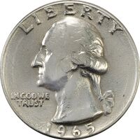سکه کوارتر دلار 1965 واشنگتن - AU55 - آمریکا