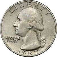 سکه کوارتر دلار 1967 واشنگتن - VF35 - آمریکا