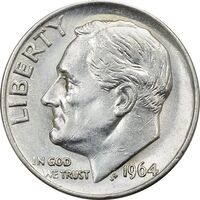 سکه 1 دایم 1964 روزولت - AU58 - آمریکا