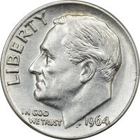 سکه 1 دایم 1964D روزولت - AU55 - آمریکا