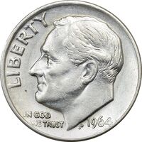 سکه 1 دایم 1964 روزولت - AU50 - آمریکا