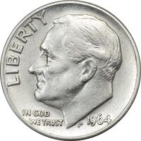 سکه 1 دایم 1964D روزولت - EF45 - آمریکا