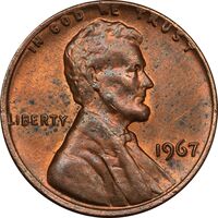 سکه 1 سنت 1967 لینکلن - MS61 - آمریکا