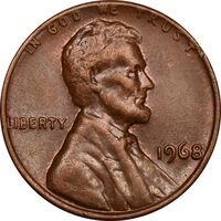 سکه 1 سنت 1968 لینکلن - EF45 - آمریکا