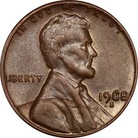 سکه 1 سنت 1968S لینکلن - EF40 - آمریکا