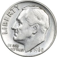 سکه 1 دایم 1960D روزولت - AU50 - آمریکا