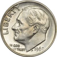 سکه 1 دایم 1965 روزولت - MS61 - آمریکا