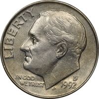 سکه 1 دایم 1992D روزولت - MS61 - آمریکا