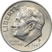 سکه 1 دایم 2007P روزولت - MS64 - آمریکا