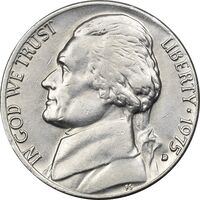 سکه 5 سنت 1975D جفرسون - AU50 - آمریکا