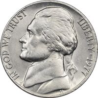 سکه 5 سنت 1977 جفرسون - AU58 - آمریکا