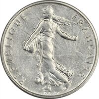 سکه 1/2 فرانک 1970 جمهوری کنونی - AU50 - فرانسه