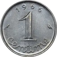 سکه 1 سانتیم 1966 (گندم) جمهوری کنونی - AU55 - فرانسه