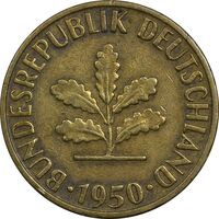 سکه 5 فینیگ 1950D جمهوری فدرال - EF40 - آلمان