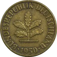 سکه 5 فینیگ 1950D جمهوری فدرال - EF40 - آلمان