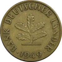 سکه 10 فینیگ 1949G جمهوری فدرال - EF40 - آلمان