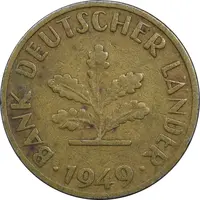 سکه 10 فینیگ 1949F جمهوری فدرال - VF35 - آلمان