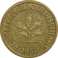 سکه 10 فینیگ 1950J جمهوری فدرال - EF45 - آلمان