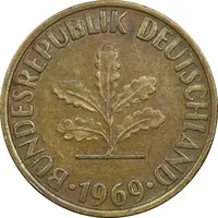سکه 10 فینیگ 1969D جمهوری فدرال - EF45 - آلمان