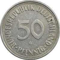 سکه 50 فینیگ 1950G جمهوری فدرال - EF45 - آلمان