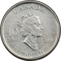 سکه 10 سنت (سال داوطلبان) 2001 الیزابت دوم - AU50 - کانادا