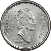 سکه 10 سنت 2002 (پنجاه سال سلطنت) الیزابت دوم - MS61 - کانادا