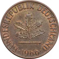 سکه 1 فینیگ 1966D جمهوری فدرال - EF45 - آلمان