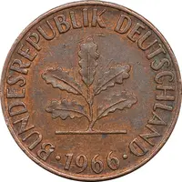 سکه 1 فینیگ 1966G جمهوری فدرال - EF45 - آلمان